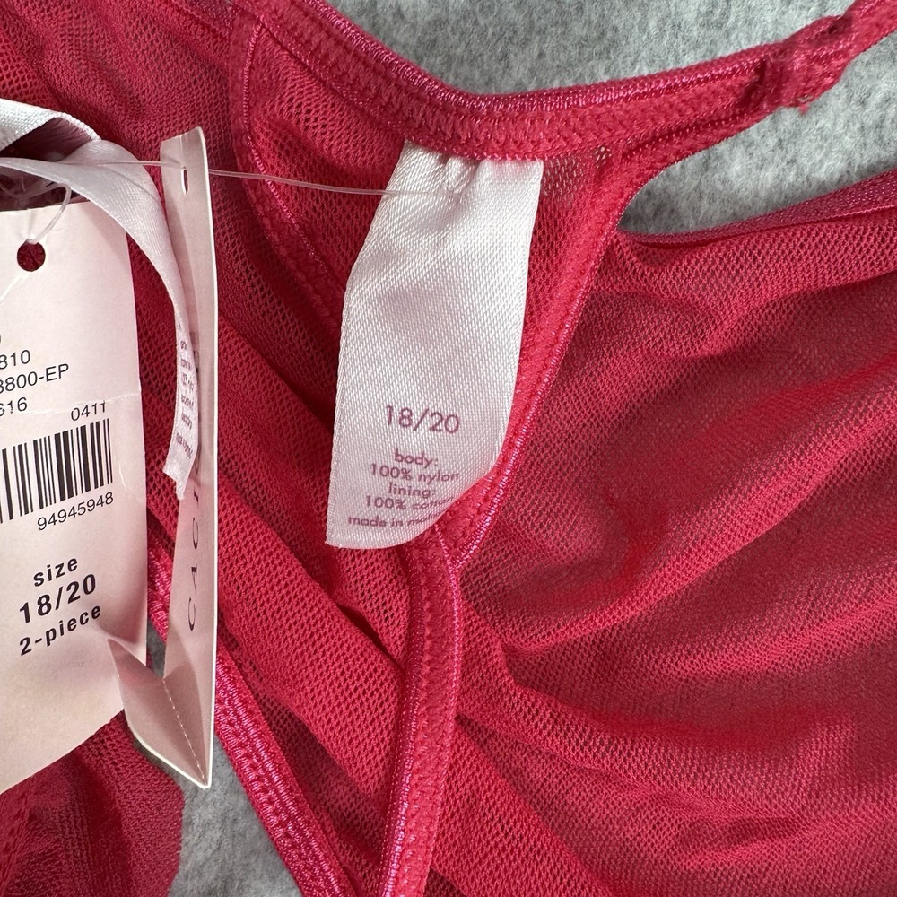 Cacique‎ NWT 2-Pc Babydoll Chemise Thong Set Plus Size 18/20 Floral Embroidery - Picture 15 of 16